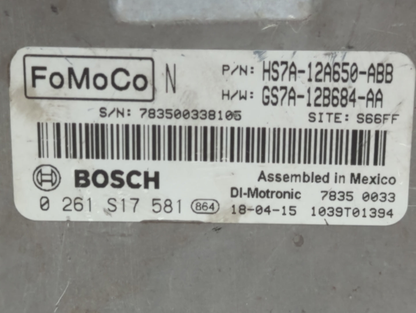 2017-2019 Ford Fusion PCM Engine Control Computer ECU ECM PCU OEM P/N:GS7A-12B684-AA HS7A-12A650-ABB Fits Fits 2017 2018 201