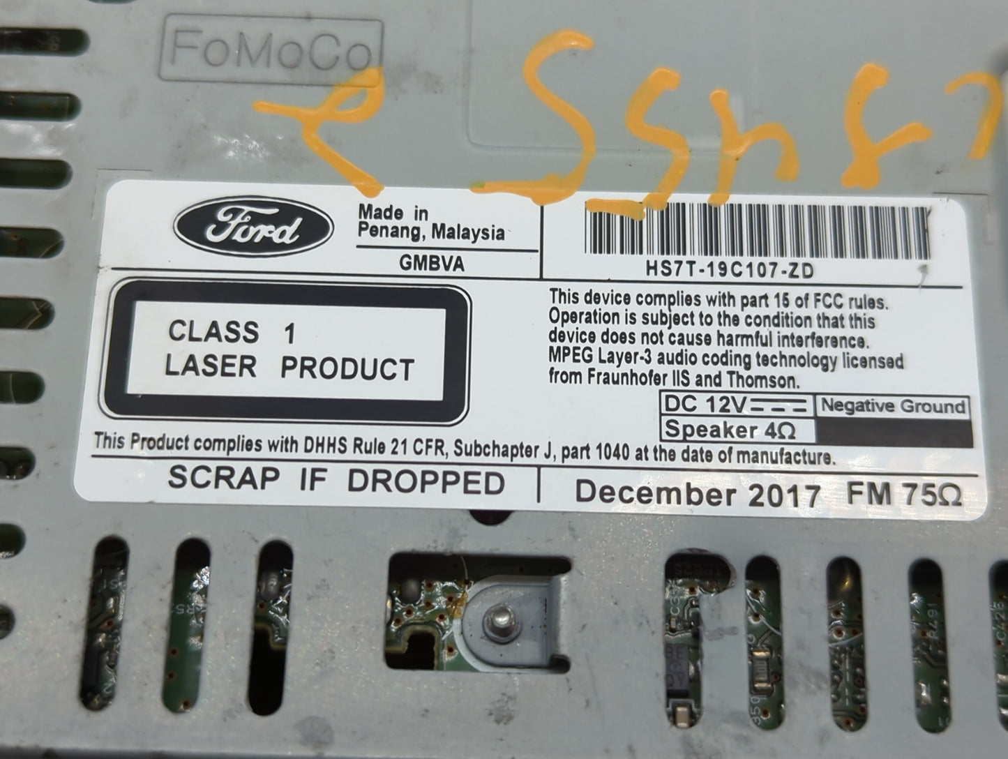 2017-2020 Ford Fusion Radio AM FM Cd Player Receiver Replacement P/N:HS7T-19C107-ZD FS7T-19C107-YD Fits Fits 2017 2018 2019 