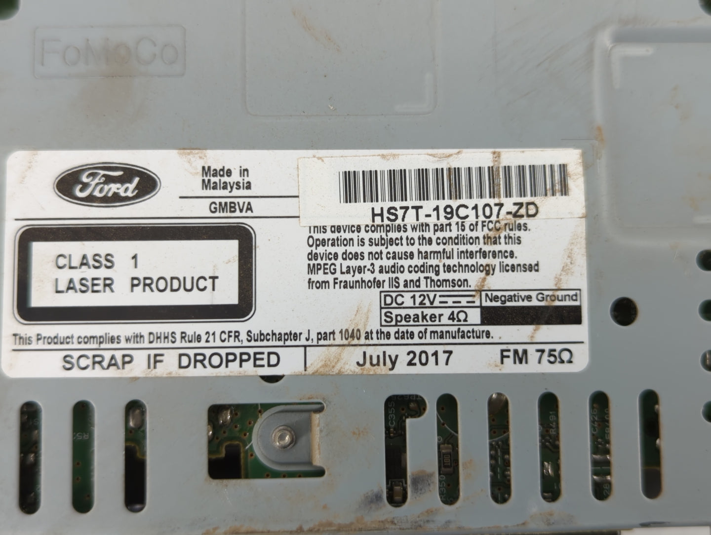 2017-2020 Ford Fusion Am Fm Cd Player Radio Receiver - Oemusedautoparts1.com