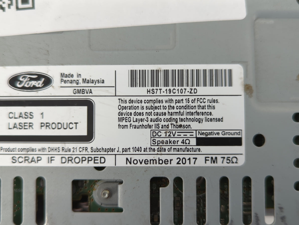 2017-2020 Ford Fusion Am Fm Cd Player Radio Receiver 558713 - Oemusedautoparts1.com