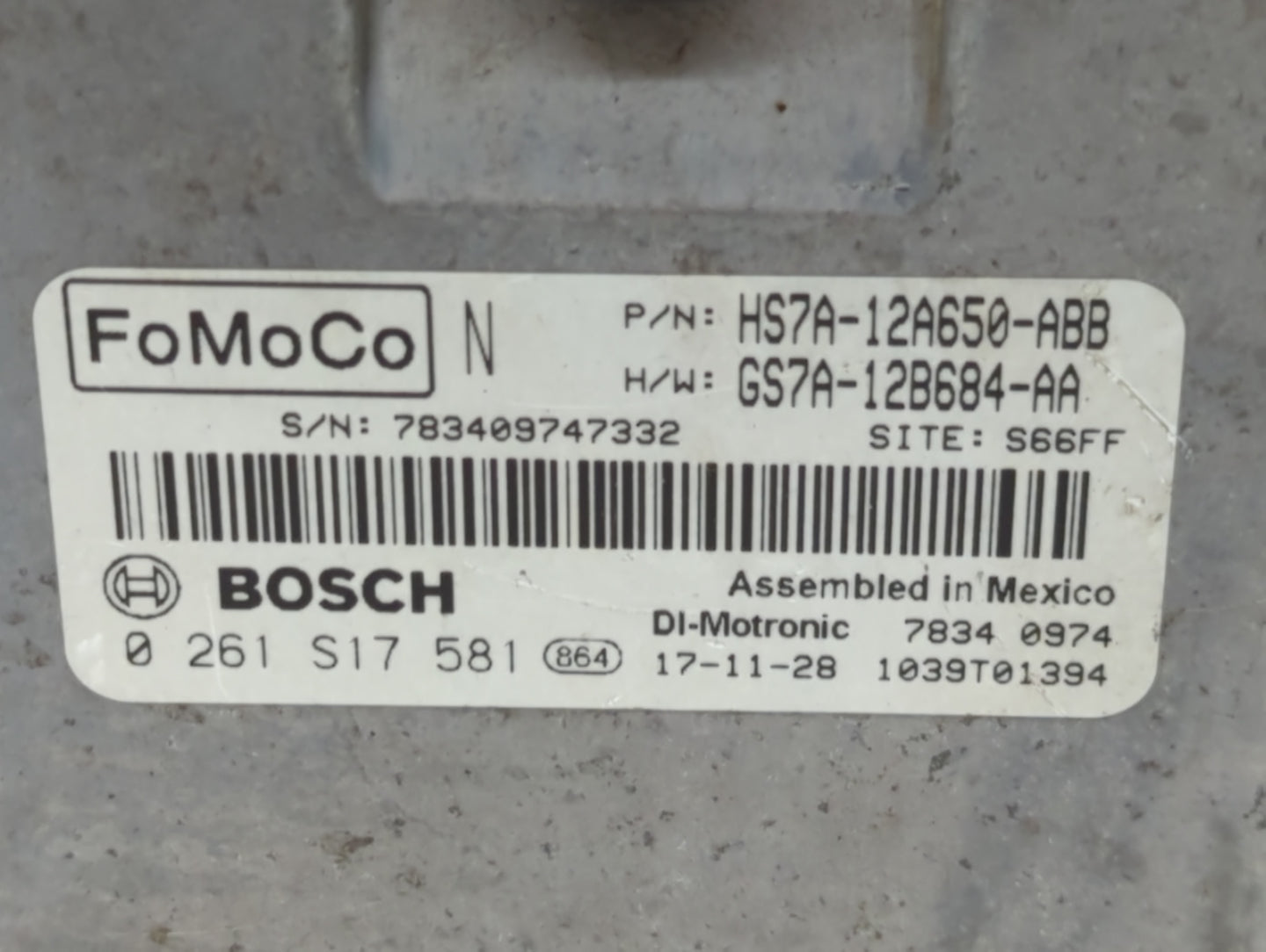 2017-2019 Ford Fusion PCM Engine Control Computer ECU ECM PCU OEM P/N:HS7A-12A650-ABB Fits Fits 2017 2018 2019 OEM Used Auto