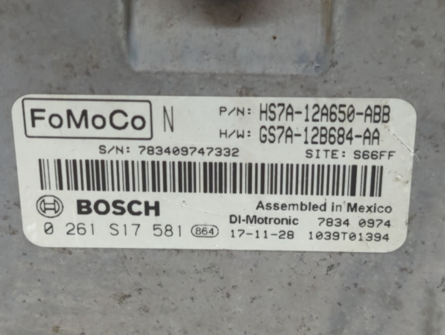 2017-2019 Ford Fusion PCM Engine Control Computer ECU ECM PCU OEM P/N:HS7A-12A650-ABB Fits Fits 2017 2018 2019 OEM Used Auto