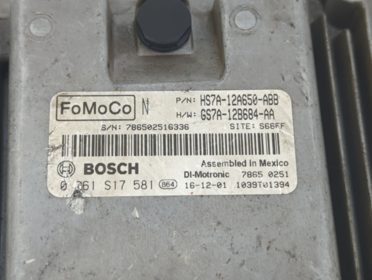 2017-2019 Ford Fusion PCM Engine Control Computer ECU ECM PCU OEM P/N:HS7A-12A650-ABB Fits Fits 2017 2018 2019 OEM Used Auto