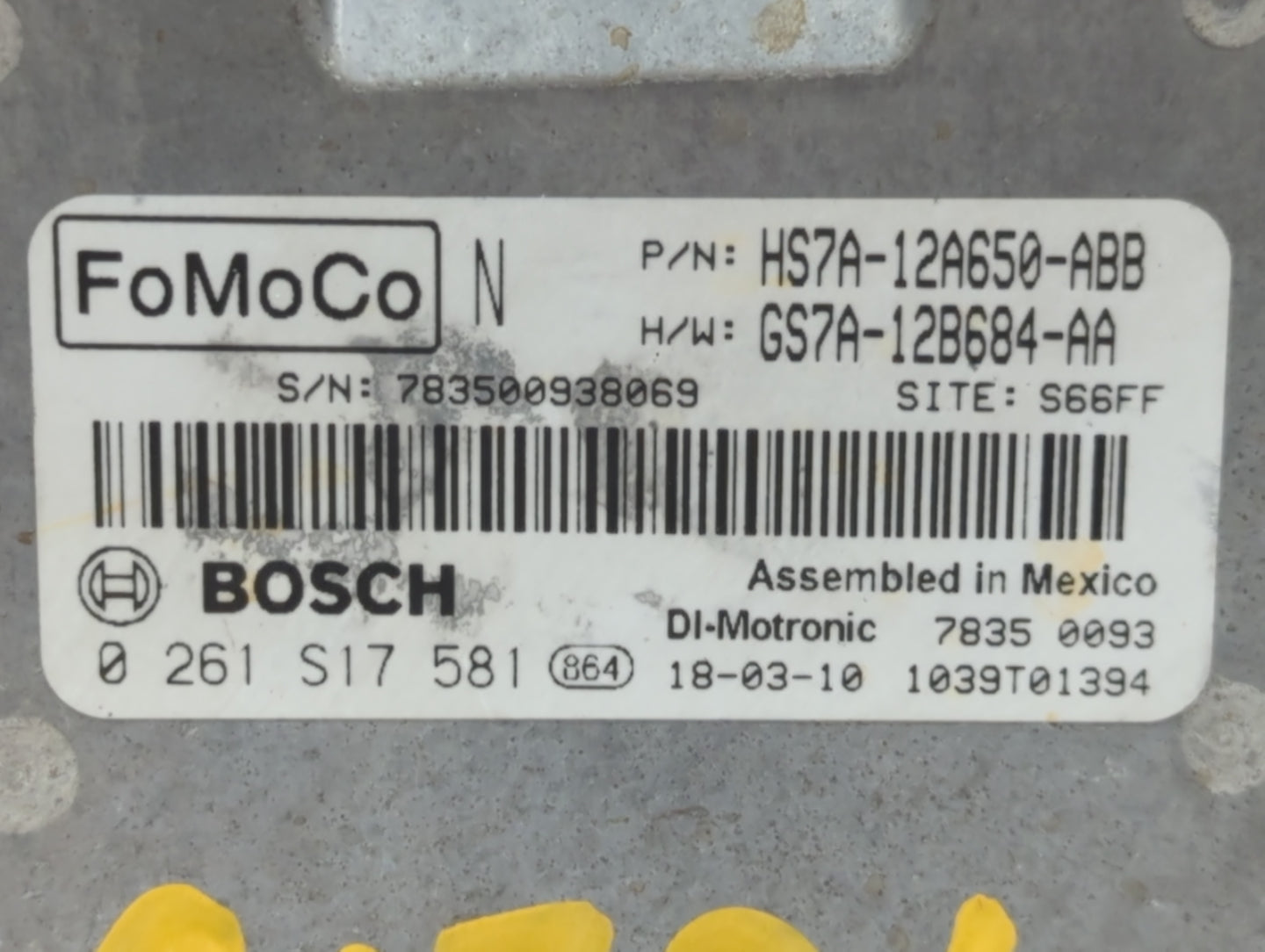 2017-2019 Ford Fusion PCM Engine Control Computer ECU ECM PCU OEM P/N:HS7A-12A650-ABB Fits Fits 2017 2018 2019 OEM Used Auto