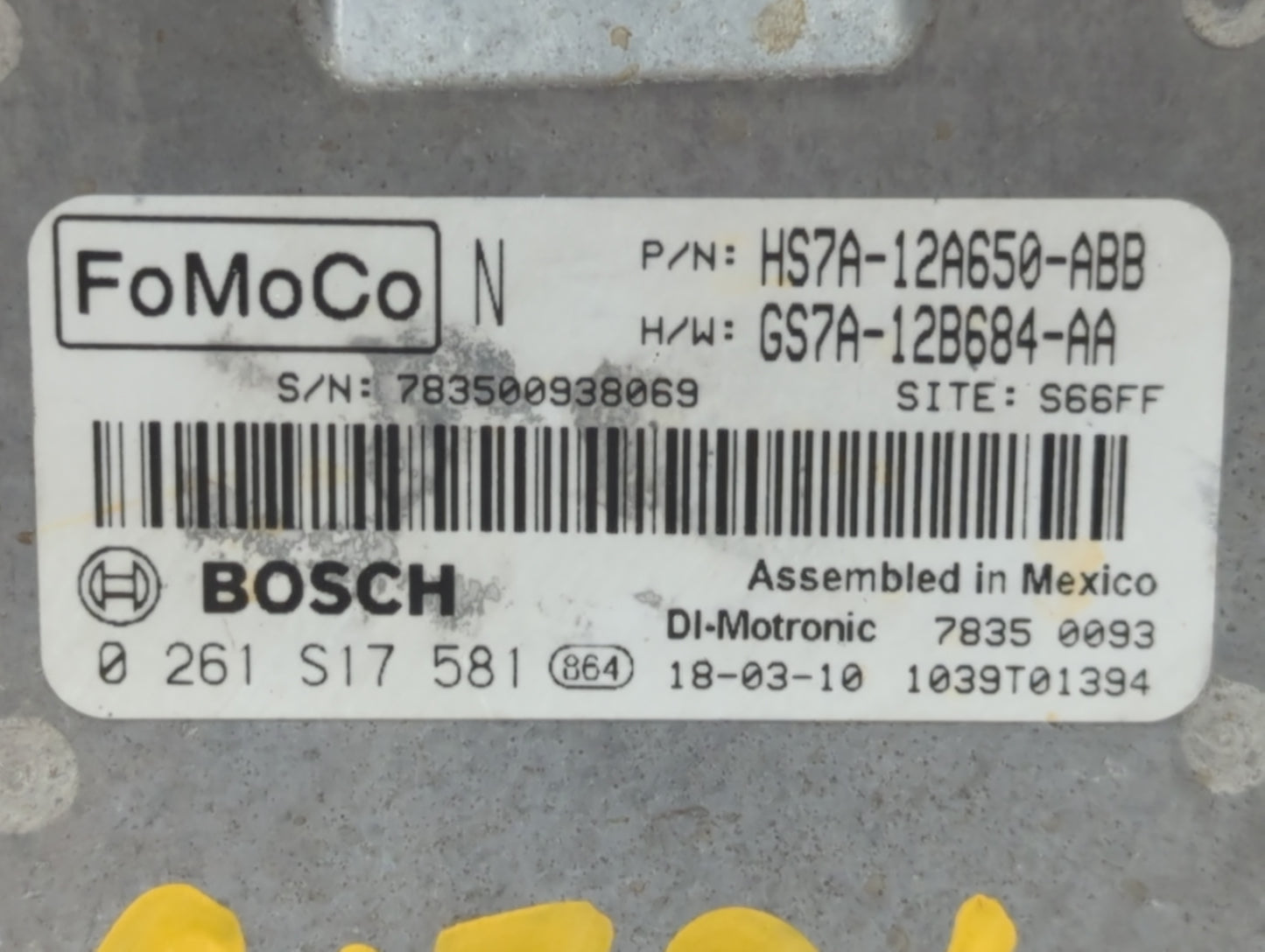 2017-2019 Ford Fusion PCM Engine Control Computer ECU ECM PCU OEM P/N:HS7A-12A650-ABB Fits Fits 2017 2018 2019 OEM Used Auto