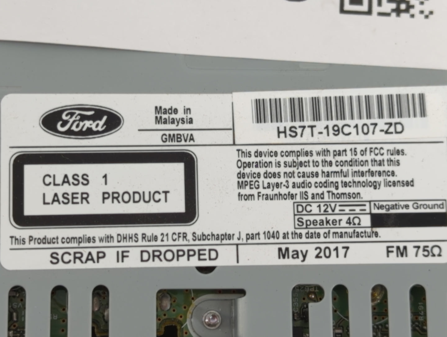 2017-2020 Ford Fusion Am Fm Cd Player Radio Receiver - Oemusedautoparts1.com