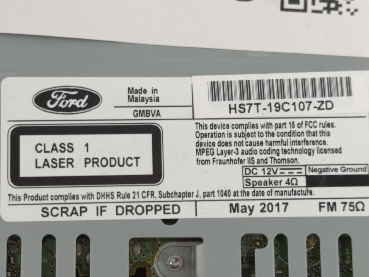 2017-2020 Ford Fusion Am Fm Cd Player Radio Receiver - Oemusedautoparts1.com