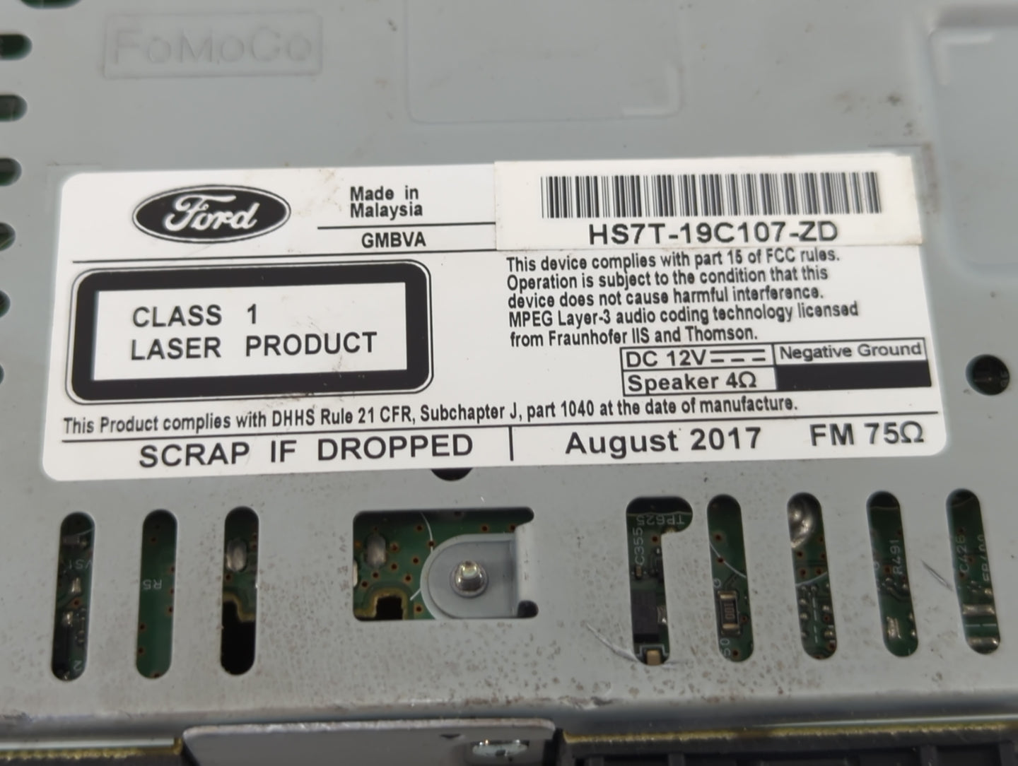 2017-2020 Ford Fusion Am Fm Cd Player Radio Receiver - Oemusedautoparts1.com