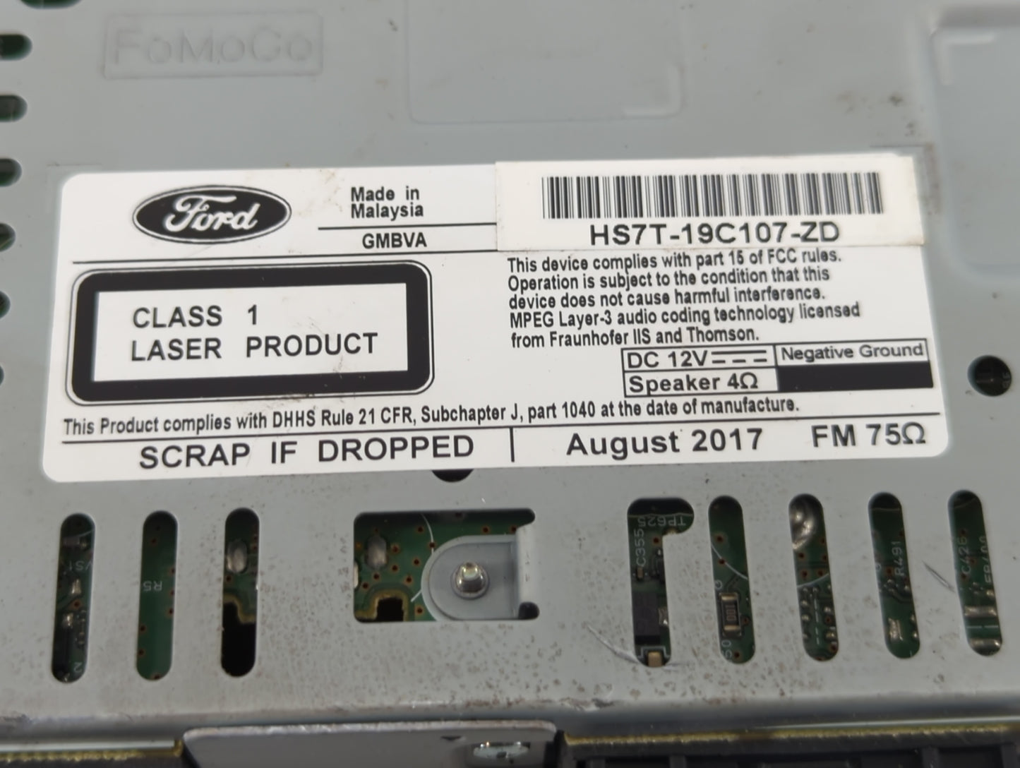 2017-2020 Ford Fusion Am Fm Cd Player Radio Receiver - Oemusedautoparts1.com