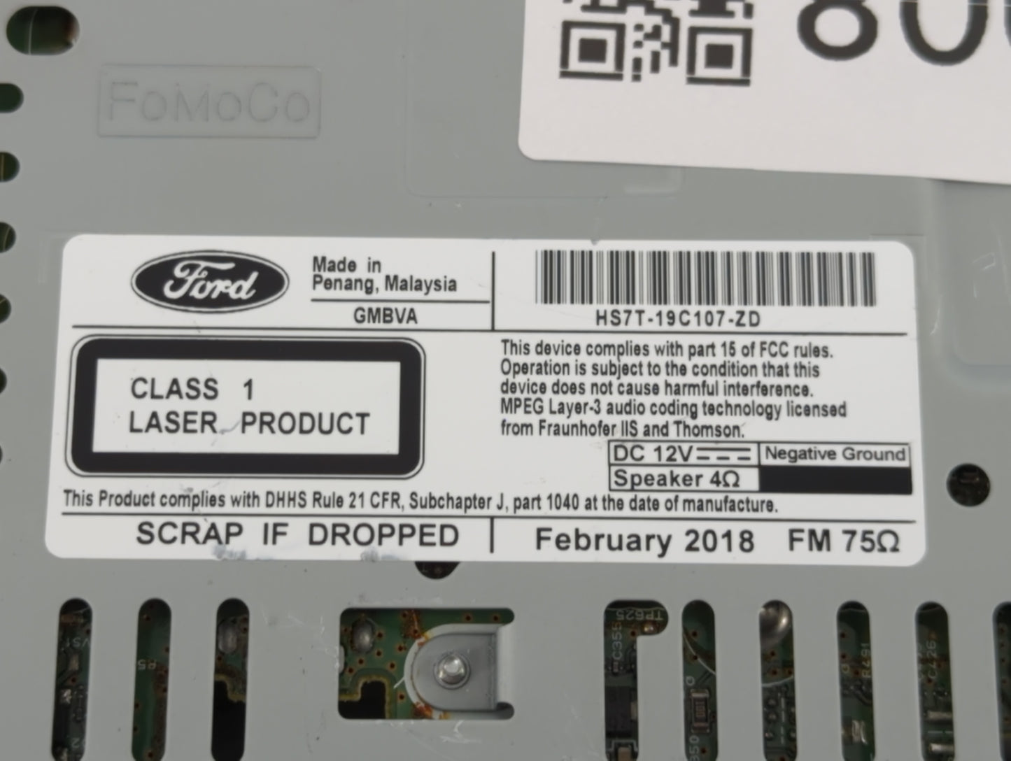 2017-2020 Ford Fusion Radio AM FM Cd Player Receiver Replacement P/N:HS7T-19C107-ZD Fits Fits 2017 2018 2019 2020 OEM Used A