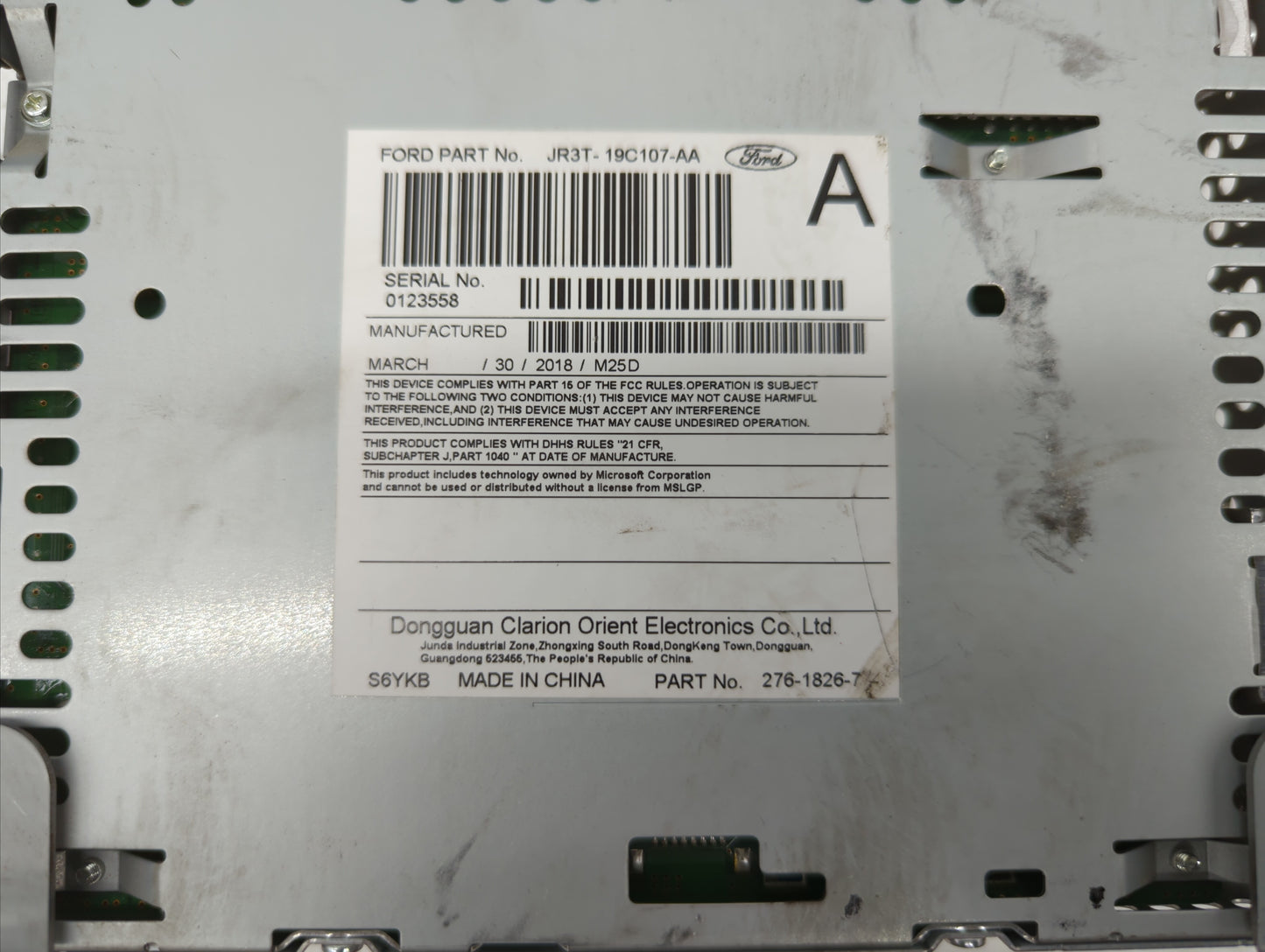 2018 Ford Mustang Radio AM FM Cd Player Receiver Replacement Fits OEM Used Auto Parts - Oemusedautoparts1.com