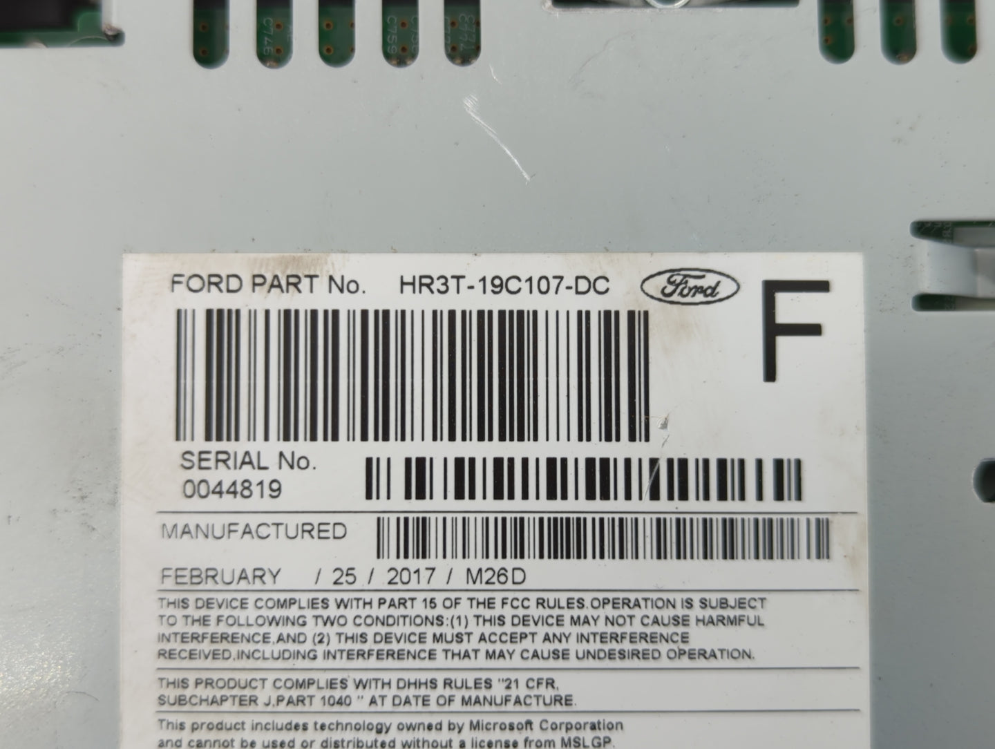 2017-2018 Ford Mustang Radio AM FM Cd Player Receiver Replacement P/N:HR3T-19C107-DC JR3T-19C107-KA Fits Fits 2017 2018 OEM 