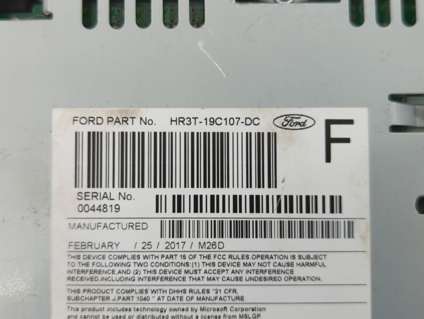 2017-2018 Ford Mustang Radio AM FM Cd Player Receiver Replacement P/N:HR3T-19C107-DC JR3T-19C107-KA Fits Fits 2017 2018 OEM 