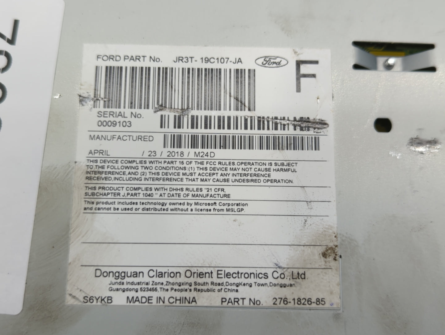 2018 Ford Mustang Radio AM FM Cd Player Receiver Replacement P/N:JR3T-19C107-JA Fits OEM Used Auto Parts - Oemusedautoparts1