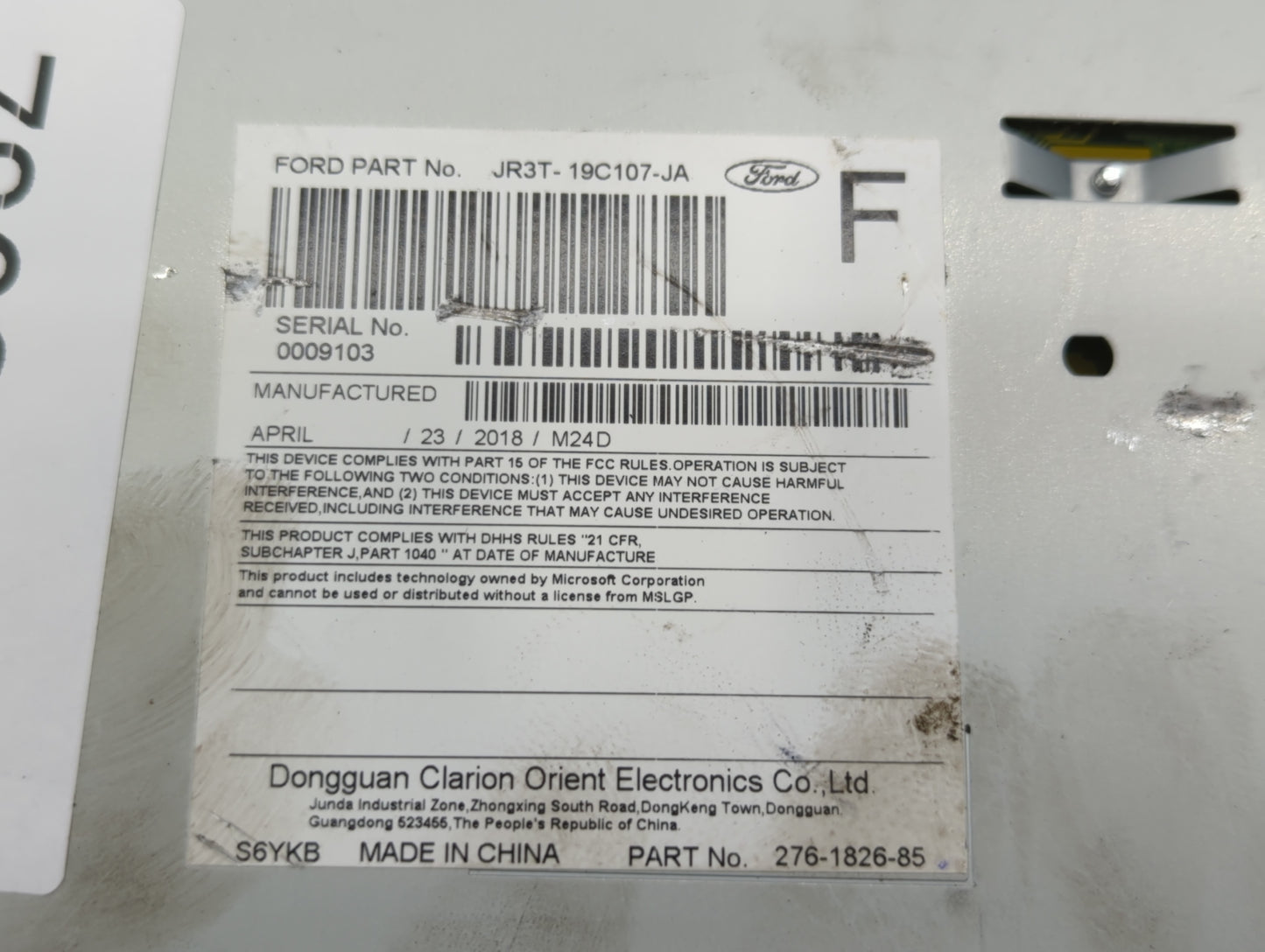 2018 Ford Mustang Radio AM FM Cd Player Receiver Replacement P/N:JR3T-19C107-JA Fits OEM Used Auto Parts - Oemusedautoparts1