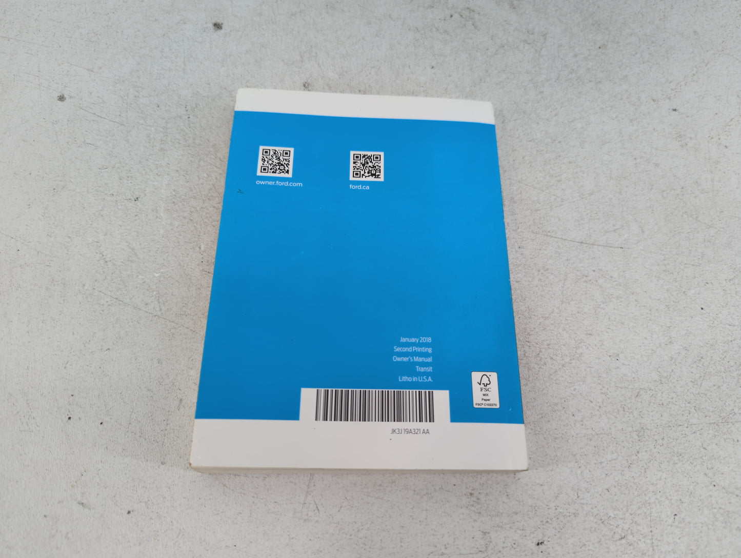 2018 Ford Transit Owners Manual Book Guide P/N:JK3J 19A321 AA OEM Used Auto Parts - Oemusedautoparts1.com