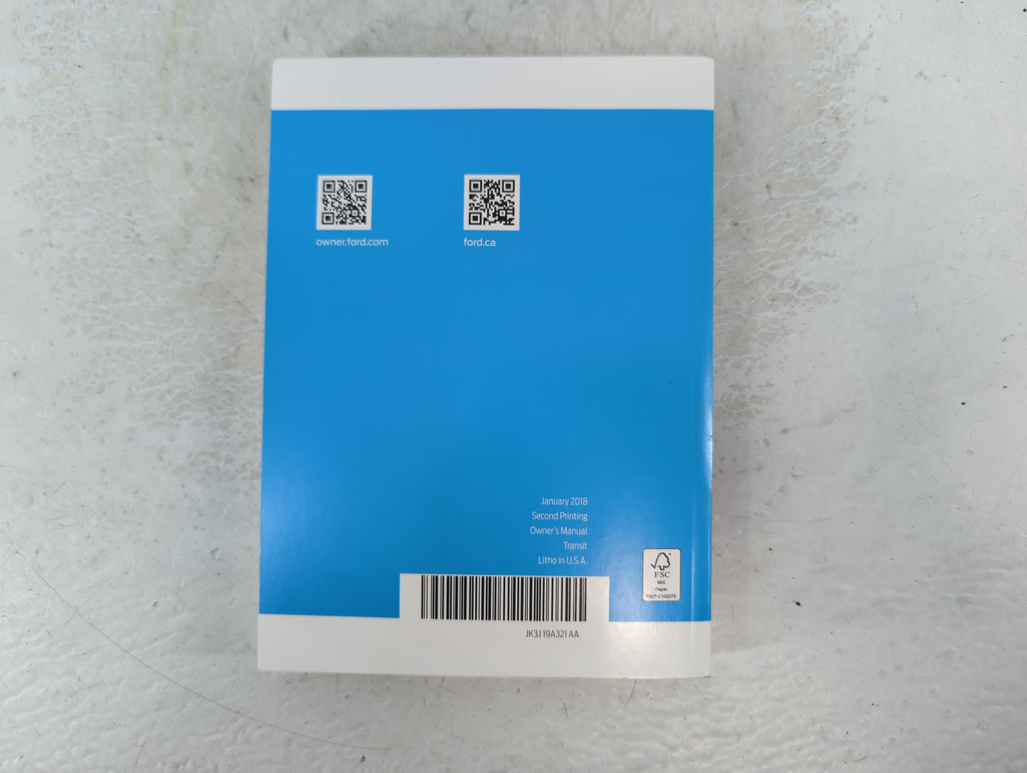 2018 Ford Transit Owners Manual Book Guide P/N:JK3J 19A321 AA OEM Used Auto Parts - Oemusedautoparts1.com