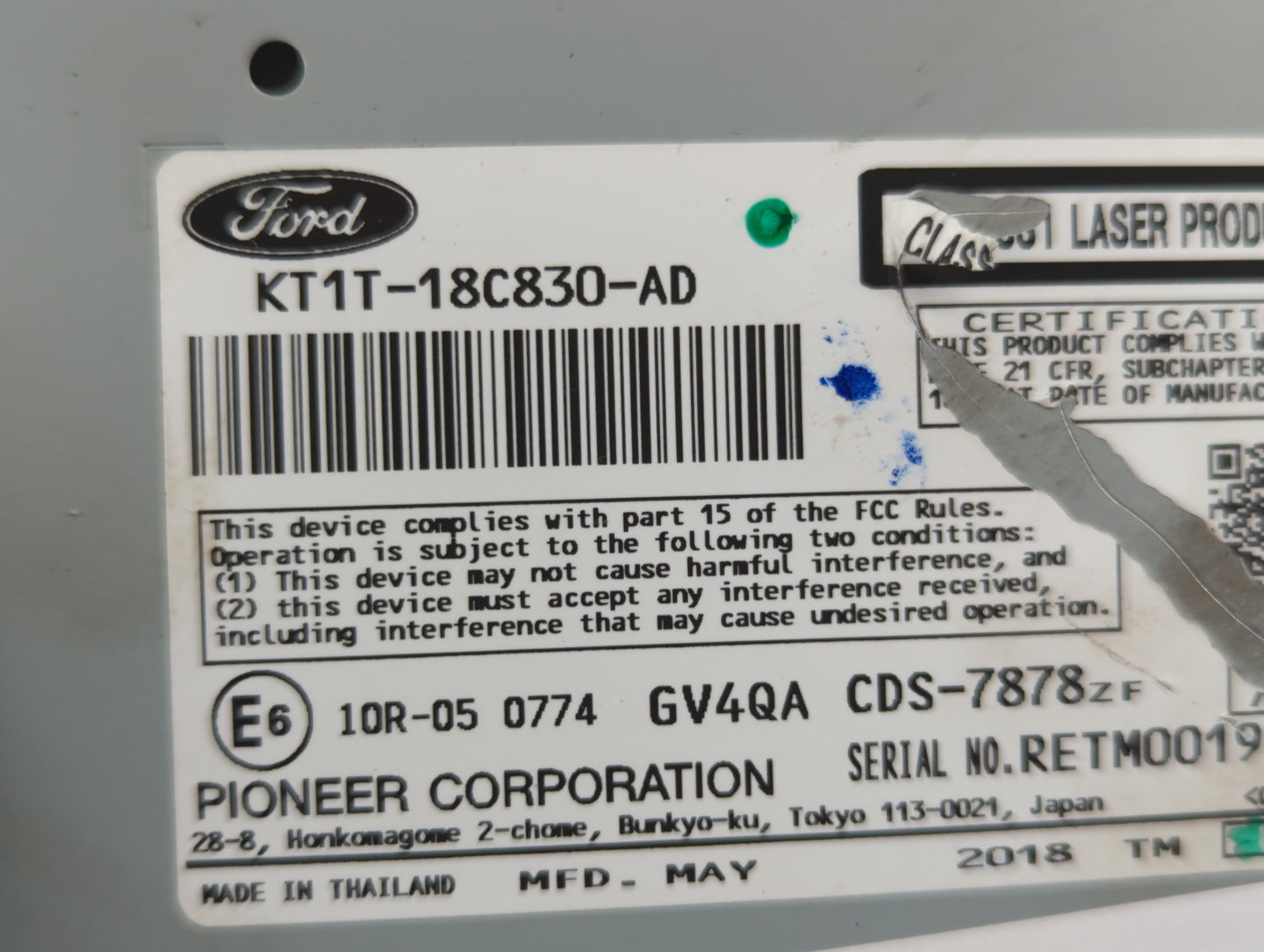 2018 Ford Transit Radio AM FM Cd Player Receiver Replacement P/N:KT1T-18C830-AD Fits OEM Used Auto Parts - Oemusedautoparts1