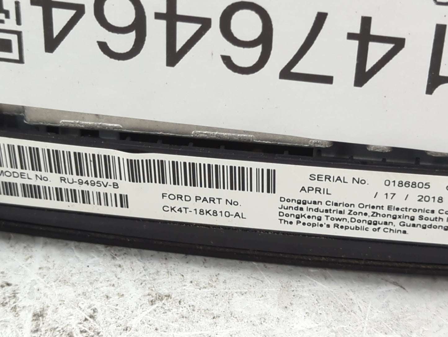 2018 Ford Transit 250 Radio AM FM Cd Player Receiver Replacement P/N:RU-9495V-B CK4T-18K810-AL Fits Fits 2016 2017 2019 OEM 