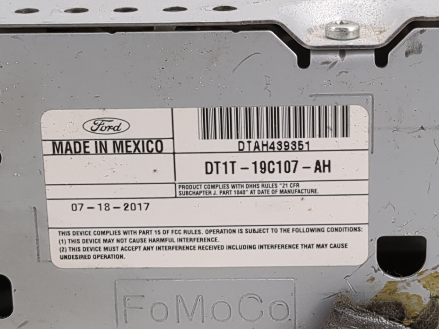 2017-2018 Ford Transit Connect Radio AM FM Cd Player Receiver Replacement P/N:DT1T-19C107-AH Fits Fits 2017 2018 OEM Used Au