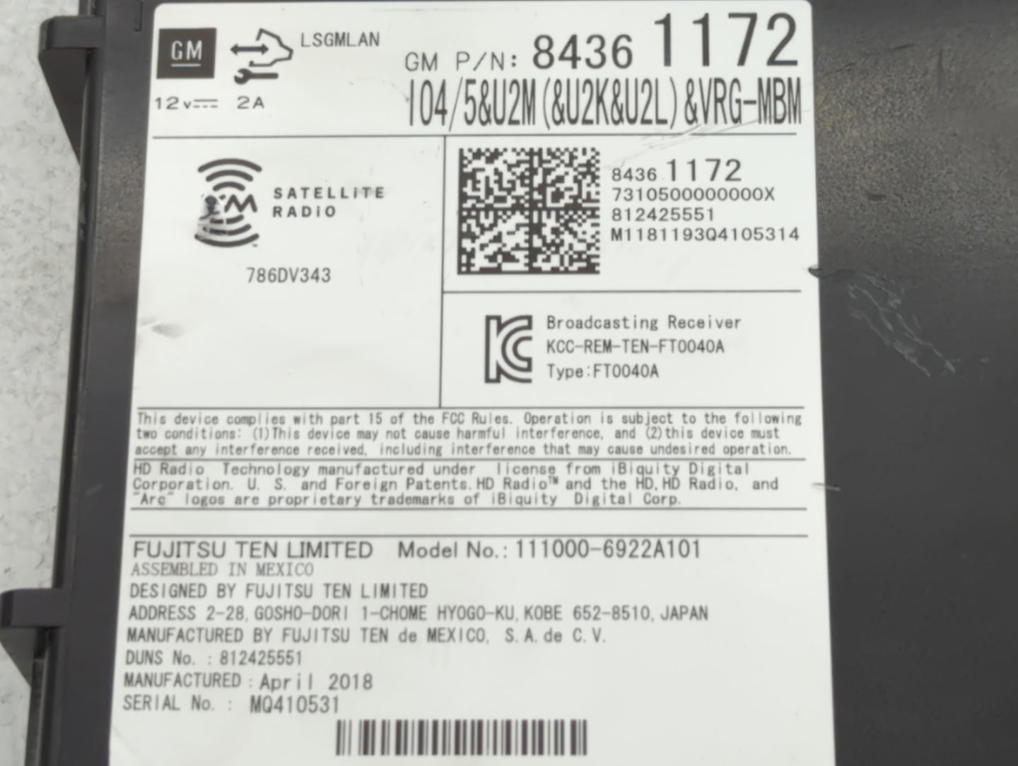 2018-2019 Gmc Acadia Am Fm Cd Player Radio Receiver - Oemusedautoparts1.com