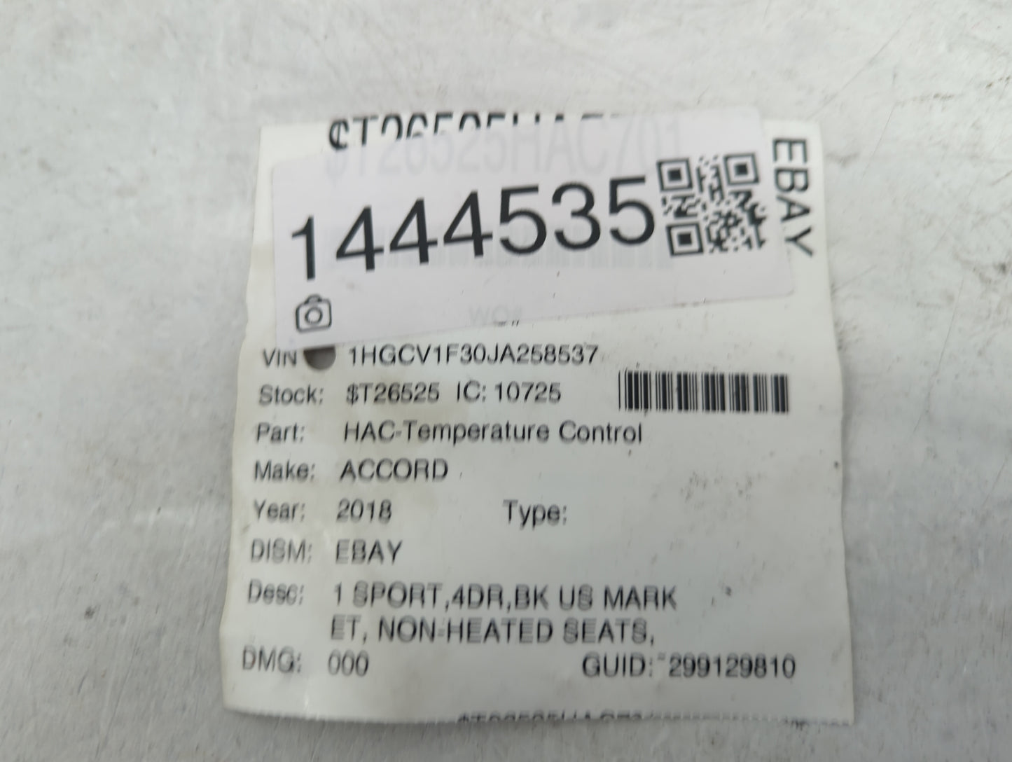 2018-2020 Honda Accord Climate Control Module Temperature AC/Heater Replacement Fits Fits 2018 2019 2020 OEM Used Auto Parts