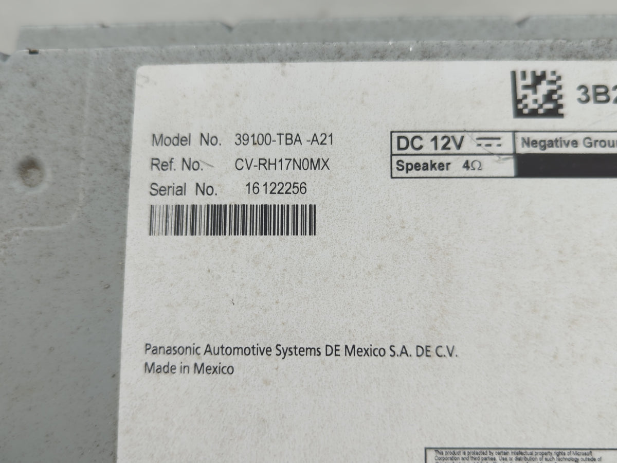 2018 Honda Civic Radio AM FM Cd Player Receiver Replacement P/N:39100-TBA-A21 39100-TBA-A22 Fits OEM Used Auto Parts - Oemus