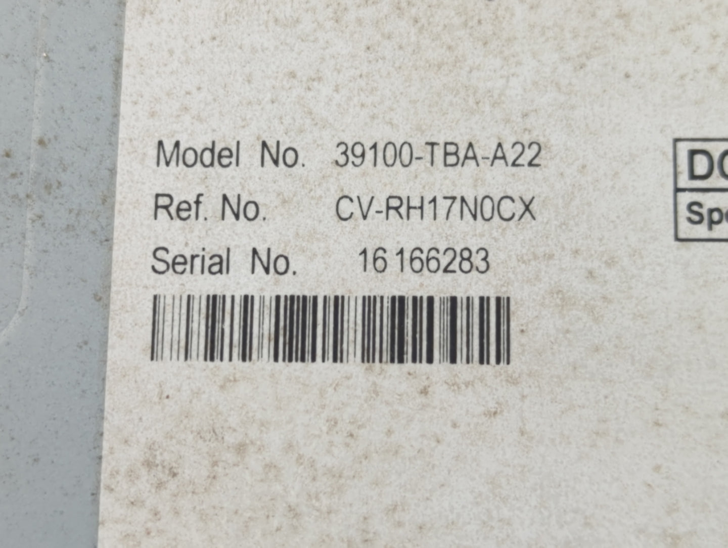 2018 Honda Civic Radio AM FM Cd Player Receiver Replacement P/N:39100-TBA-A21 39100-TBA-A22 Fits OEM Used Auto Parts - Oemus