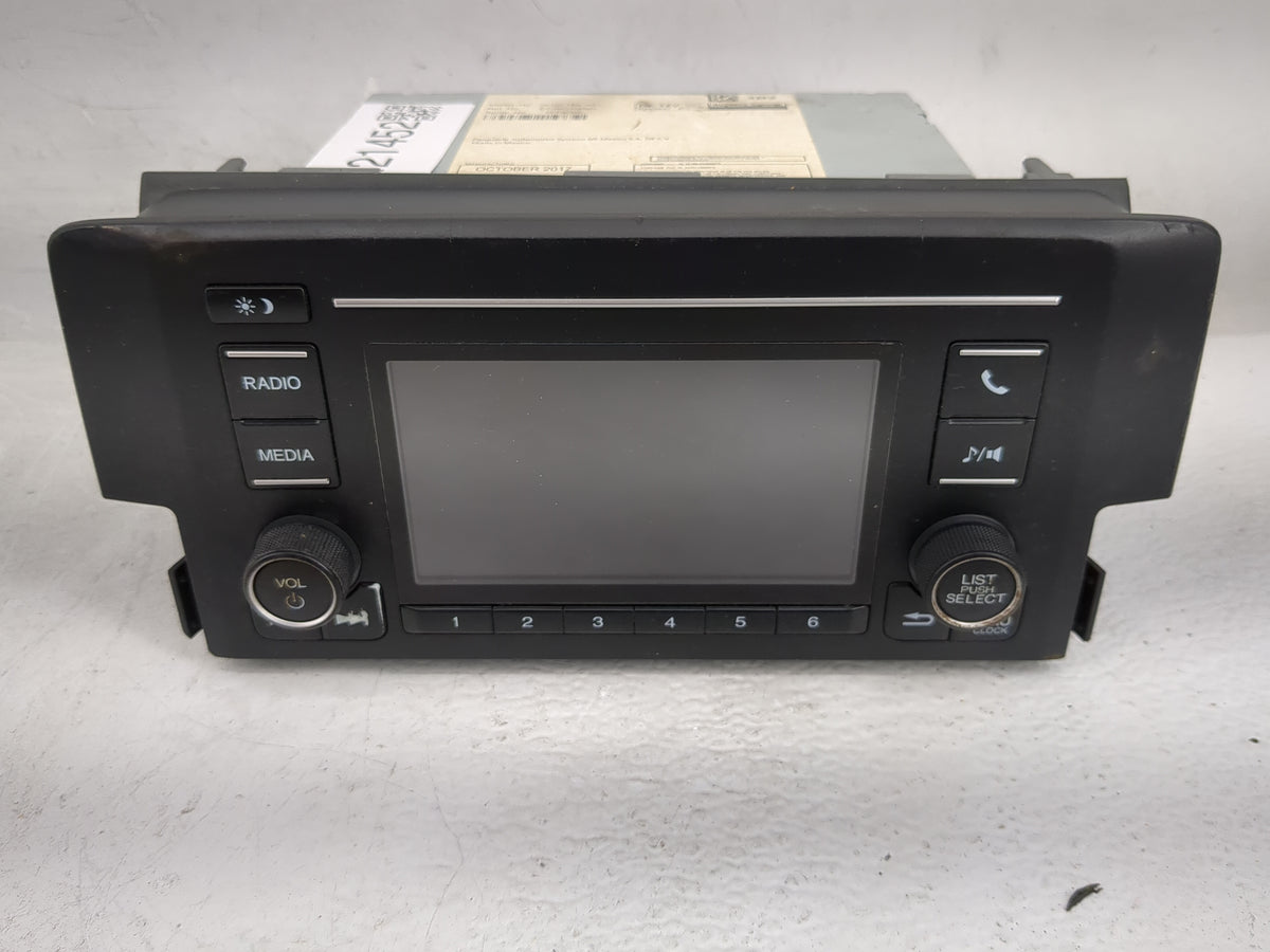 2018 Honda Civic Radio AM FM Cd Player Receiver Replacement P/N:39100-TBA-A21 OEM Used Auto Parts - Oemusedautoparts1.com