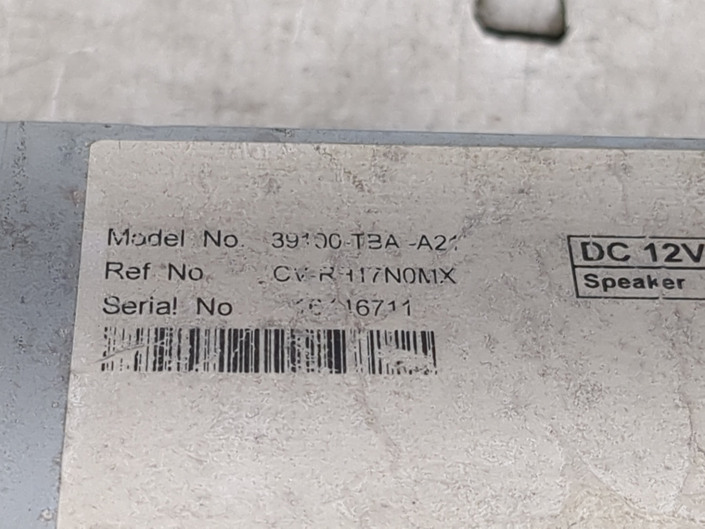 2018 Honda Civic Radio AM FM Cd Player Receiver Replacement P/N:39100-TBA-A2 Fits OEM Used Auto Parts - Oemusedautoparts1.co