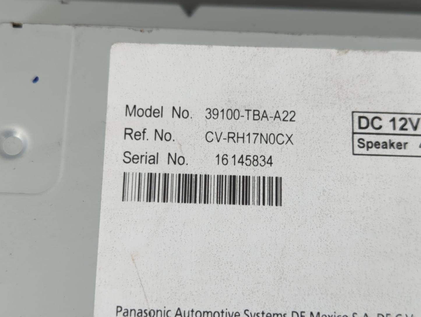 2018 Honda Civic Radio AM FM Cd Player Receiver Replacement P/N:39100-TBA-A21 39100-TBA-A22 Fits OEM Used Auto Parts - Oemus