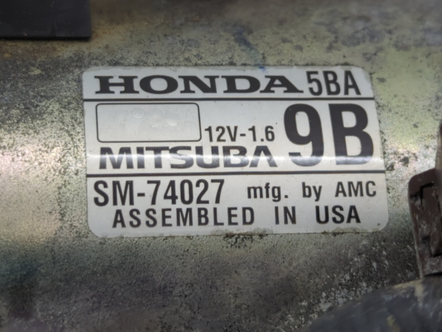 2016-2021 Honda Civic Car Starter Motor Solenoid OEM P/N:SM-74027 Fits Fits 2016 2017 2018 2019 2020 2021 OEM Used Auto Part
