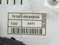 2018 Honda Civic Instrument Cluster Speedometer Gauges P/N:78100 HR0468094 Fits OEM Used Auto Parts - Oemusedautoparts1.com