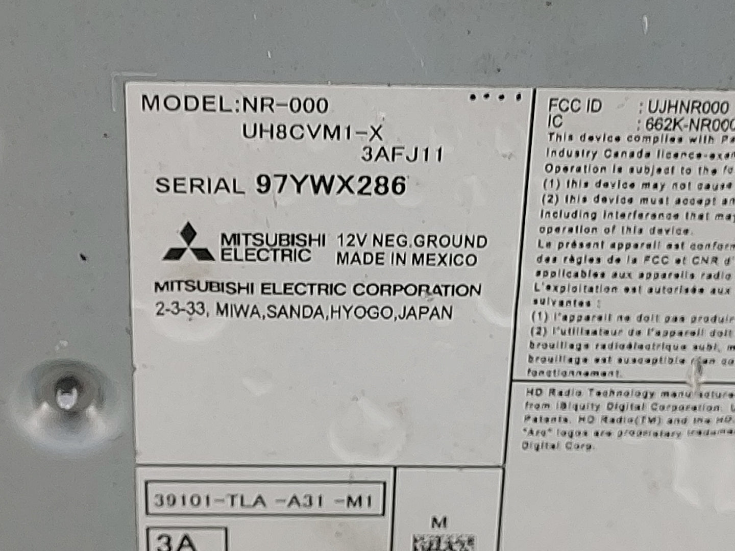 2018-2022 Honda Cr-V Radio AM FM Cd Player Receiver Replacement P/N:NR-000 UH8CVM1-X, 3AFJ11 Fits Fits 2018 2019 2020 2021 2