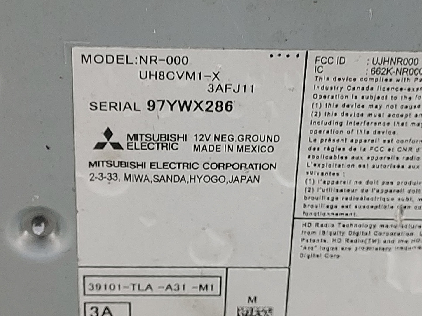 2018-2022 Honda Cr-V Radio AM FM Cd Player Receiver Replacement P/N:NR-000 UH8CVM1-X, 3AFJ11 Fits Fits 2018 2019 2020 2021 2