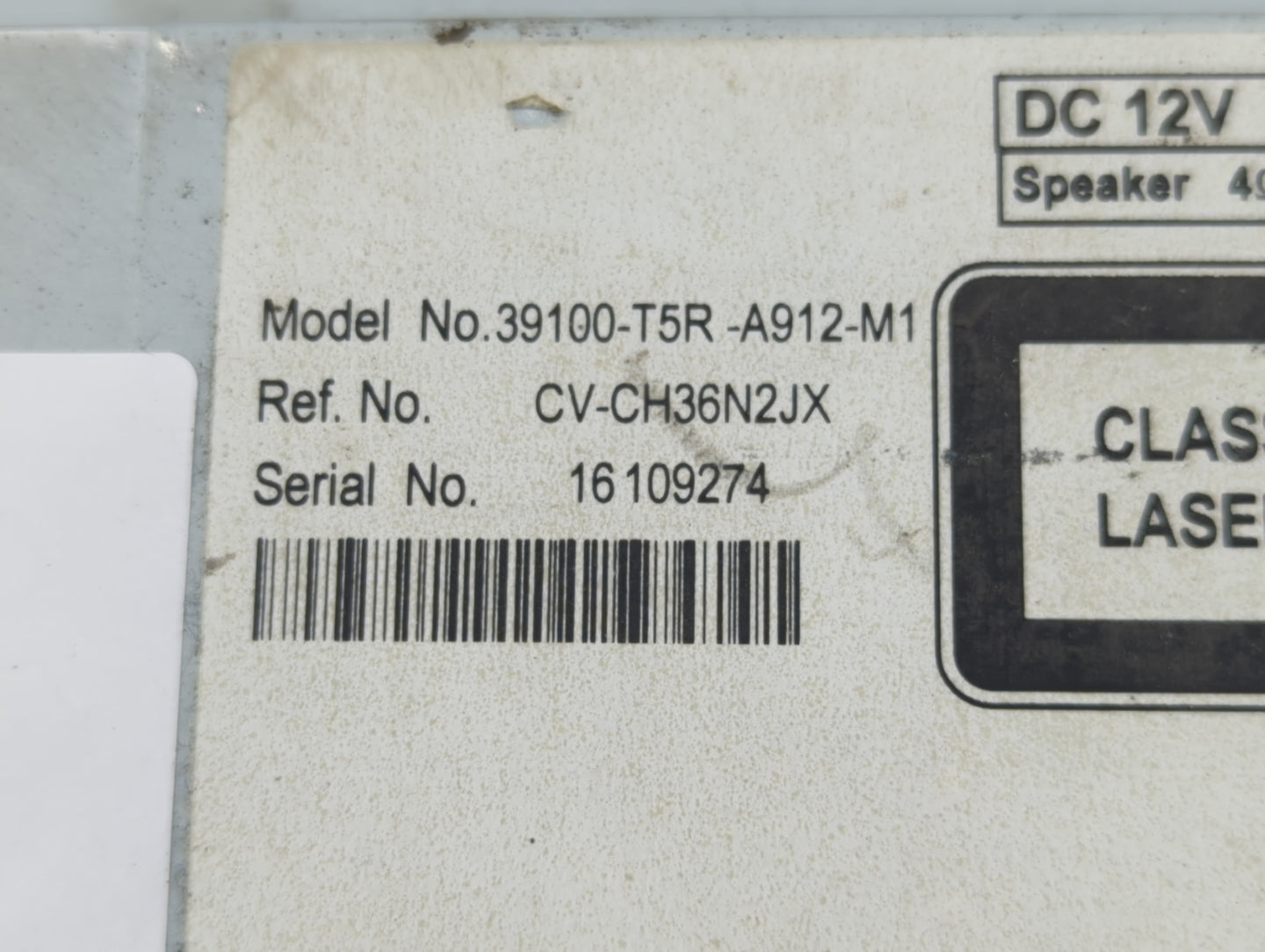 2018 Honda Fit Radio AM FM Cd Player Receiver Replacement P/N:39100-T5R-A912-M1 Fits OEM Used Auto Parts - Oemusedautoparts1
