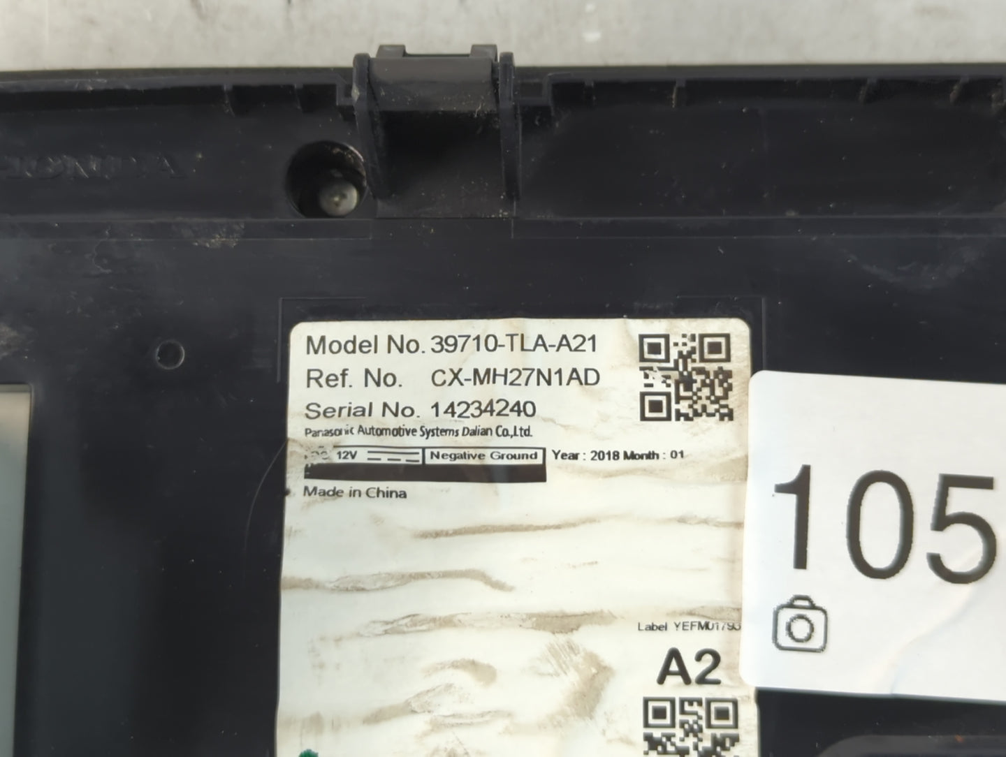 2018 Honda Hr-V Radio AM FM Cd Player Receiver Replacement P/N:39710-TLA-A21 Fits OEM Used Auto Parts - Oemusedautoparts1.co