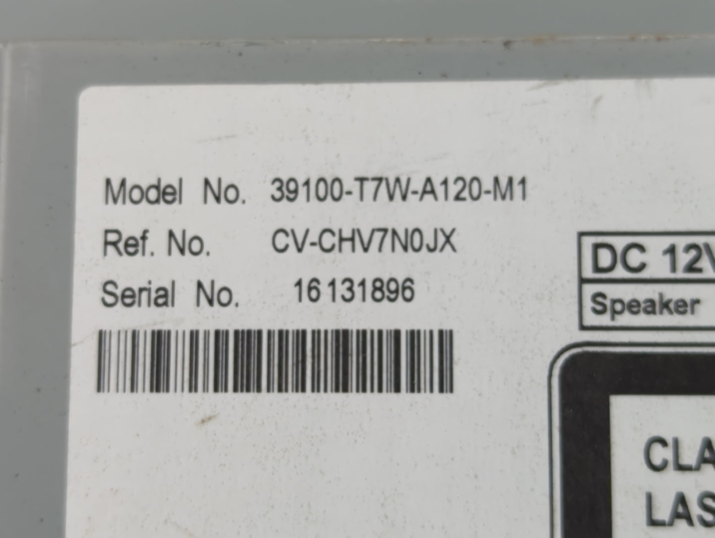 2018 Honda Hr-V Radio AM FM Cd Player Receiver Replacement P/N:39100-T7W-A110-M1 Fits OEM Used Auto Parts - Oemusedautoparts