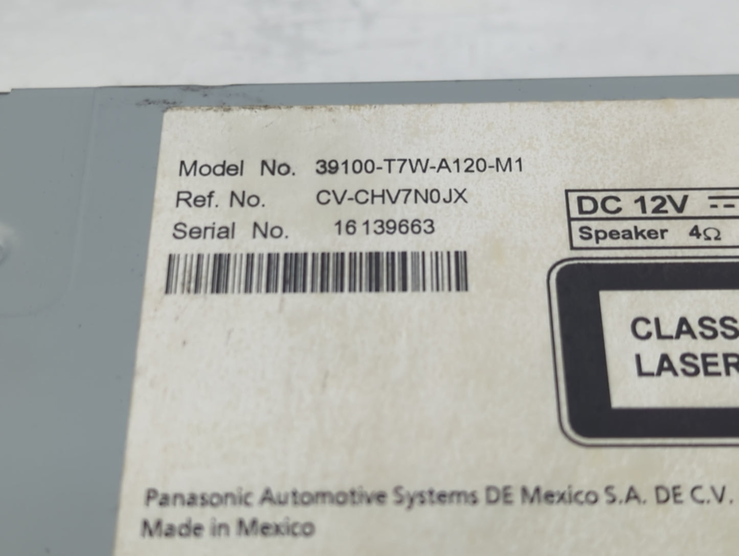 2018 Honda Hr-V Radio AM FM Cd Player Receiver Replacement P/N:39100-T7W-A120-M1 CV-CHV7N0JX Fits OEM Used Auto Parts - Oemu