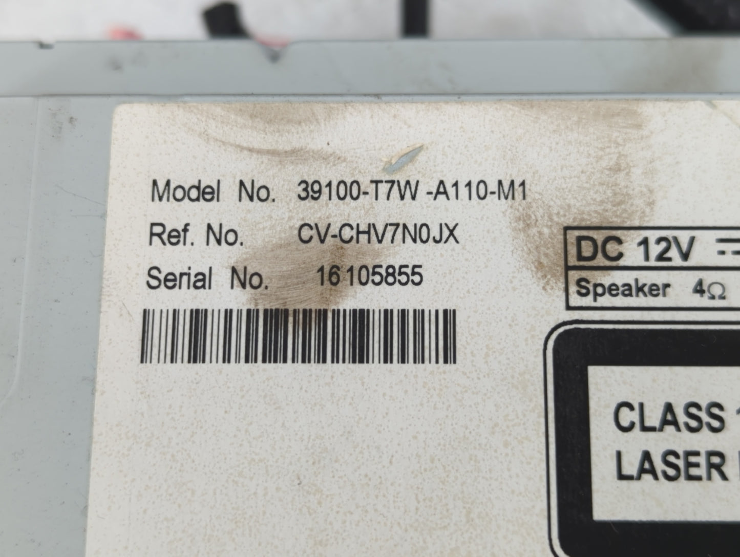 2018 Honda Hr-V Radio AM FM Cd Player Receiver Replacement P/N:39100-T7W-A110-M1 Fits OEM Used Auto Parts - Oemusedautoparts