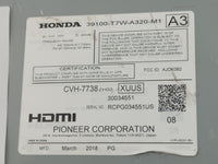 2018 Honda Hr-V Radio AM FM Cd Player Receiver Replacement P/N:39100-T7W-A320-M1 Fits OEM Used Auto Parts - Oemusedautoparts
