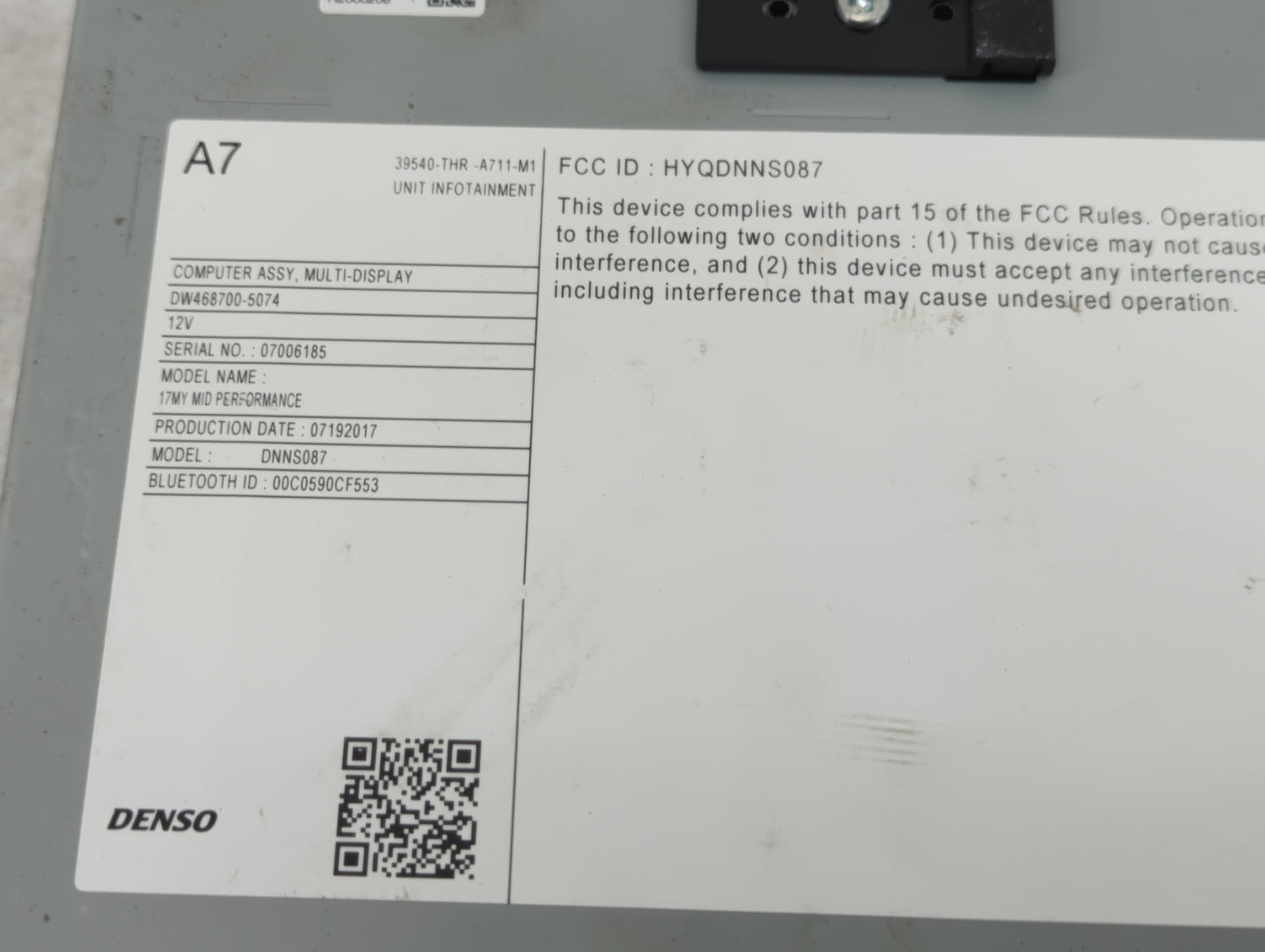 2018 Honda Odyssey Radio AM FM Cd Player Receiver Replacement P/N:39540-THR-A711-M1 Fits OEM Used Auto Parts - Oemusedautopa