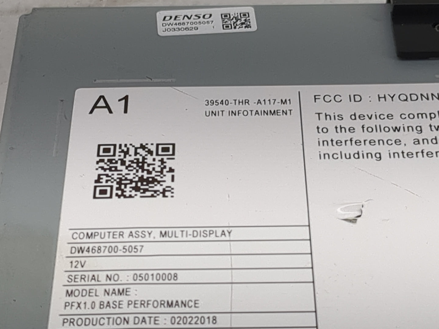 2018 Honda Odyssey Information-gps-tv Control Module - Oemusedautoparts1.com
