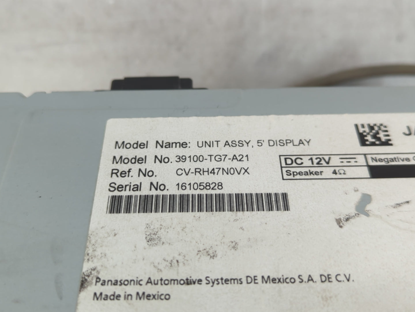2016-2019 Honda Pilot Radio AM FM Cd Player Receiver Replacement P/N:39100-TG7-A21 Fits Fits 2016 2017 2018 2019 OEM Used Au