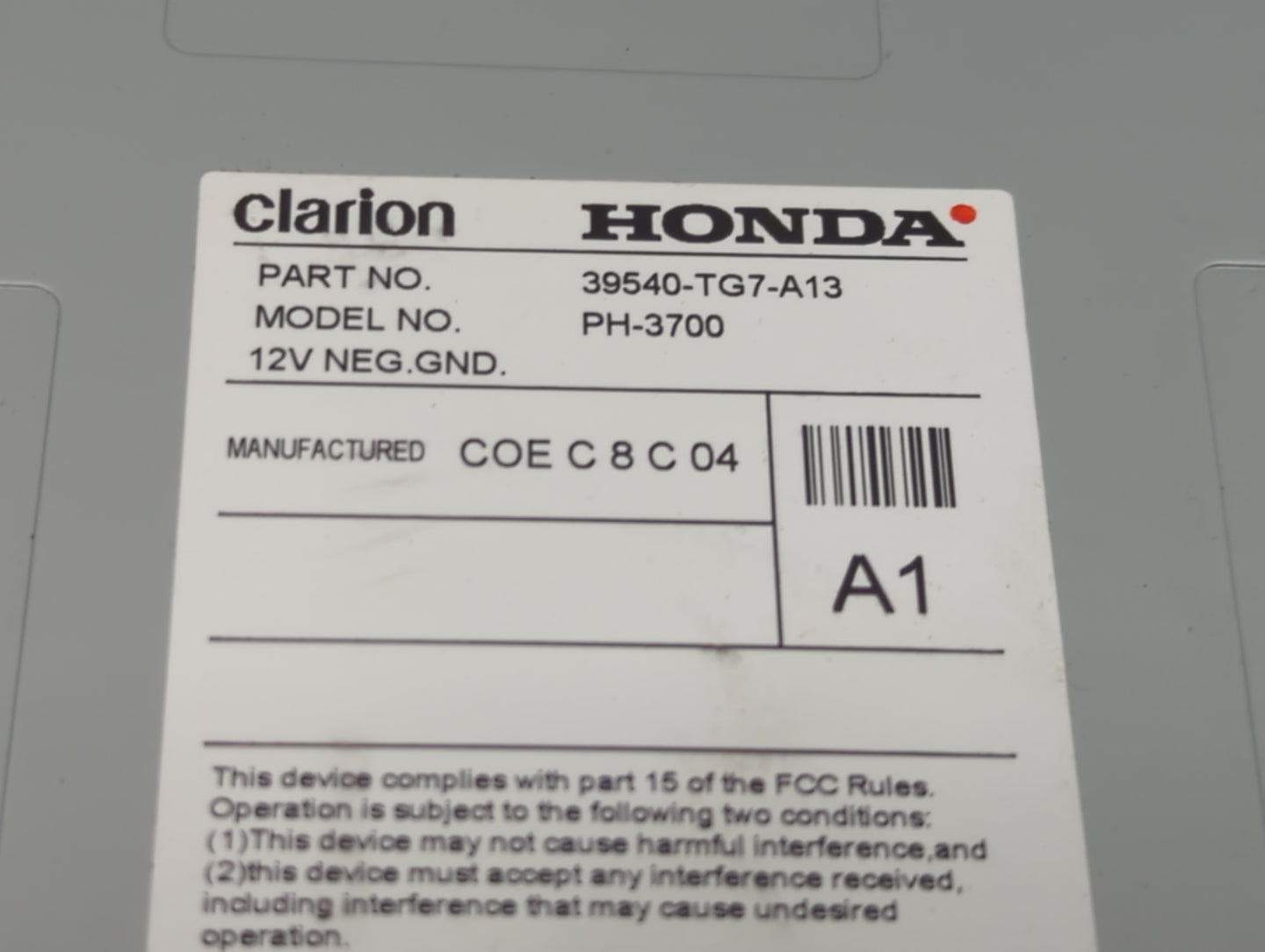 2016-2019 Honda Pilot Radio AM FM Cd Player Receiver Replacement P/N:39540-TG7-A13 39540-TG7-A04 Fits Fits 2016 2017 2018 20