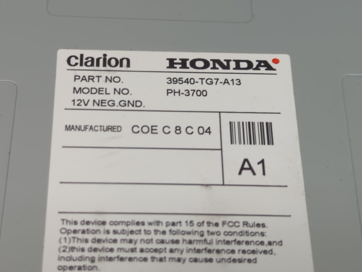 2016-2019 Honda Pilot Radio AM FM Cd Player Receiver Replacement P/N:39540-TG7-A13 39540-TG7-A04 Fits Fits 2016 2017 2018 20