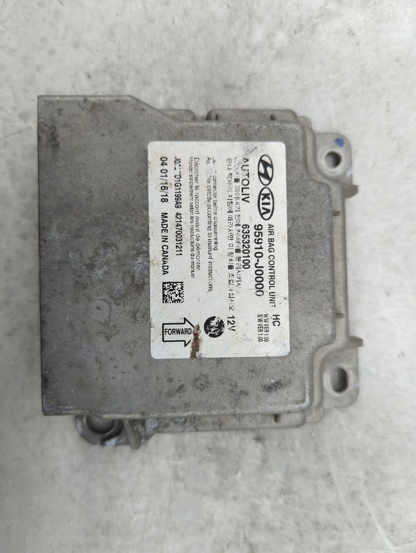 2018-2022 Hyundai Accent Safety Restraint Srs Airbag Control Module - Oemusedautoparts1.com