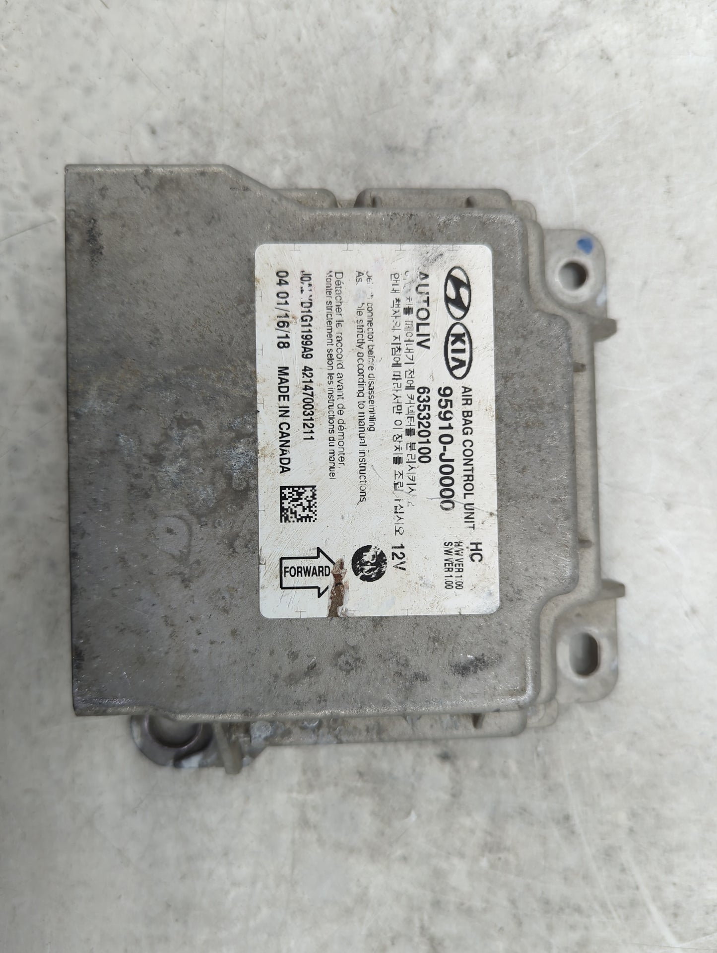 2018-2022 Hyundai Accent Safety Restraint Srs Airbag Control Module - Oemusedautoparts1.com