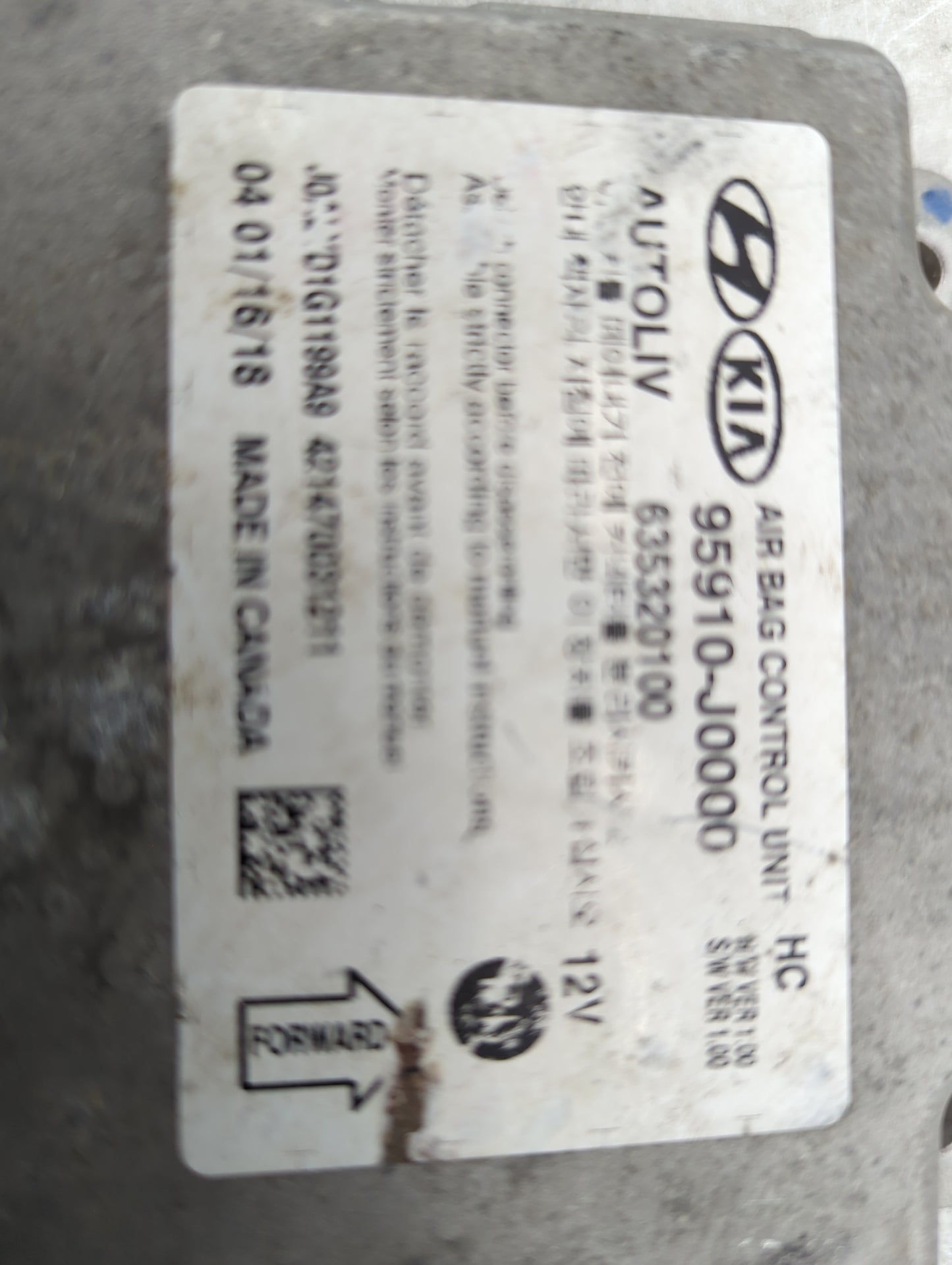 2018-2022 Hyundai Accent Safety Restraint Srs Airbag Control Module - Oemusedautoparts1.com