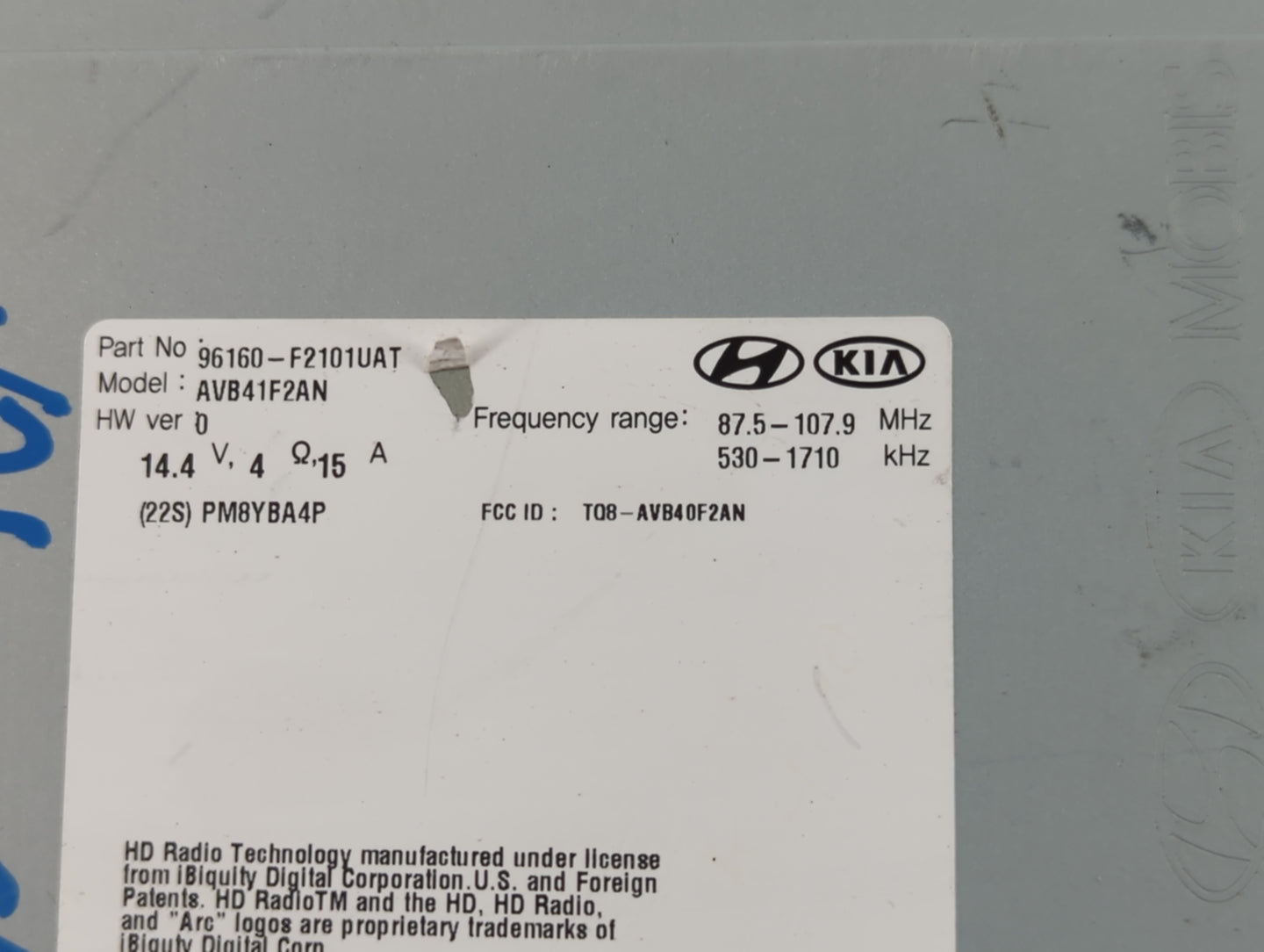 2017-2018 Hyundai Elantra Radio AM FM Cd Player Receiver Replacement P/N:96160-F2101UAT Fits Fits 2017 2018 OEM Used Auto Pa